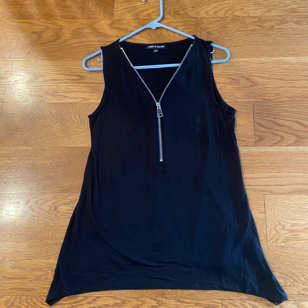 Cable & Gauge Black Tank Top with Zipper